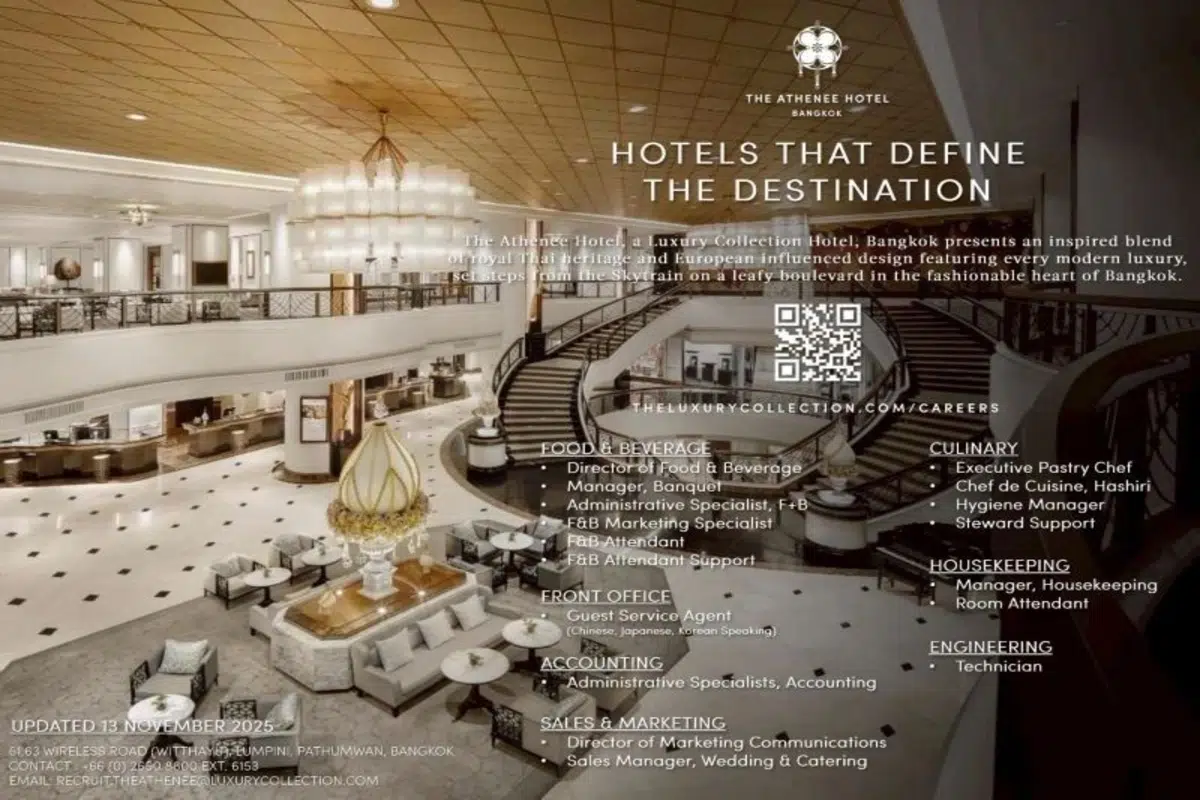 Hotel Jobs in Bangkok at The Athenee Hotel a Luxury Collection Hotel Bangkok 3 Hotel Jobs in Bangkok at The Athenee Hotel a Luxury Collection Hotel Bangkok
