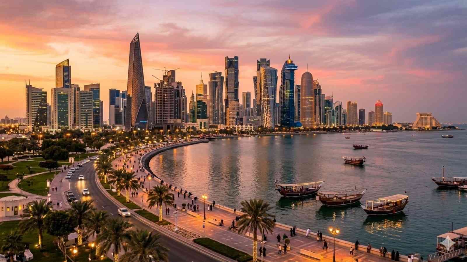 Doha Qatar skyline and West Bay cityscape